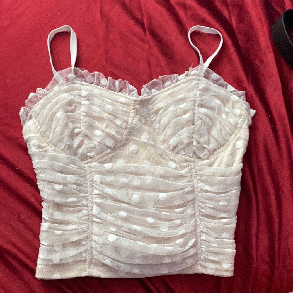 White and nude crop top